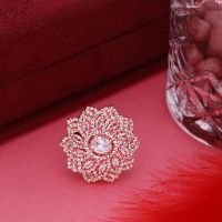 Fancy American Diamond Round Shaped Rose Gold Finger Ring - Image 3
