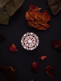 Contemporary Rose Gold Ring Adorned with Sparkling white& mint stones - Image 2