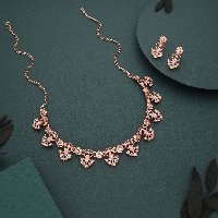 Antique Rose Gold Plated Brilliant Cut Zirconia Royal Necklace Set